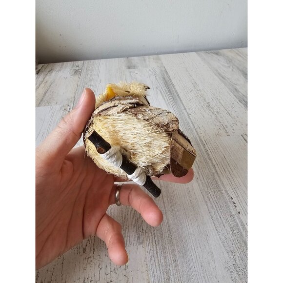 Sisal owl ornament bottle brush bird life like wood - Picture 9 of 9